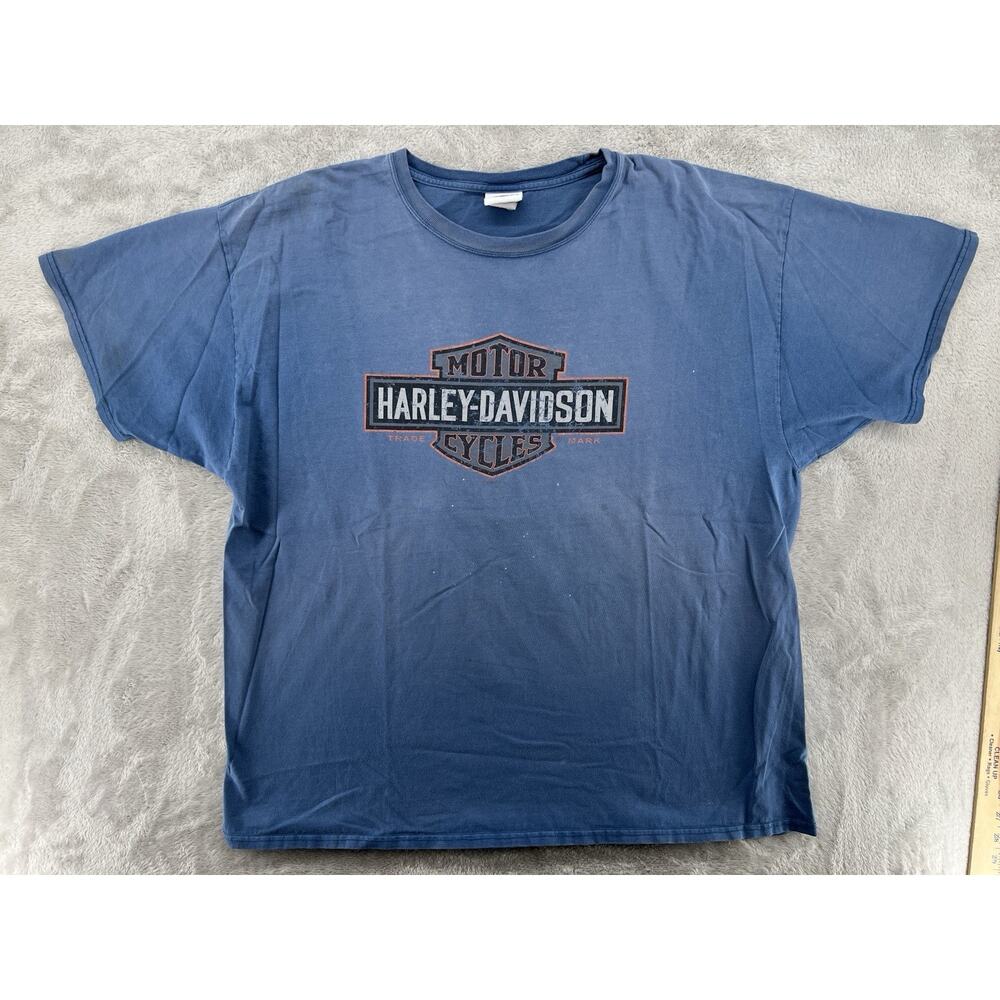 Vintage Harley Davidson Chilkoot Pass Alaska T Shirt Blue Biker Tee 2XL 2003